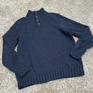 Nautica Men's Size Medium‎ Wool Sweater Buttons Blue Long sleeve
